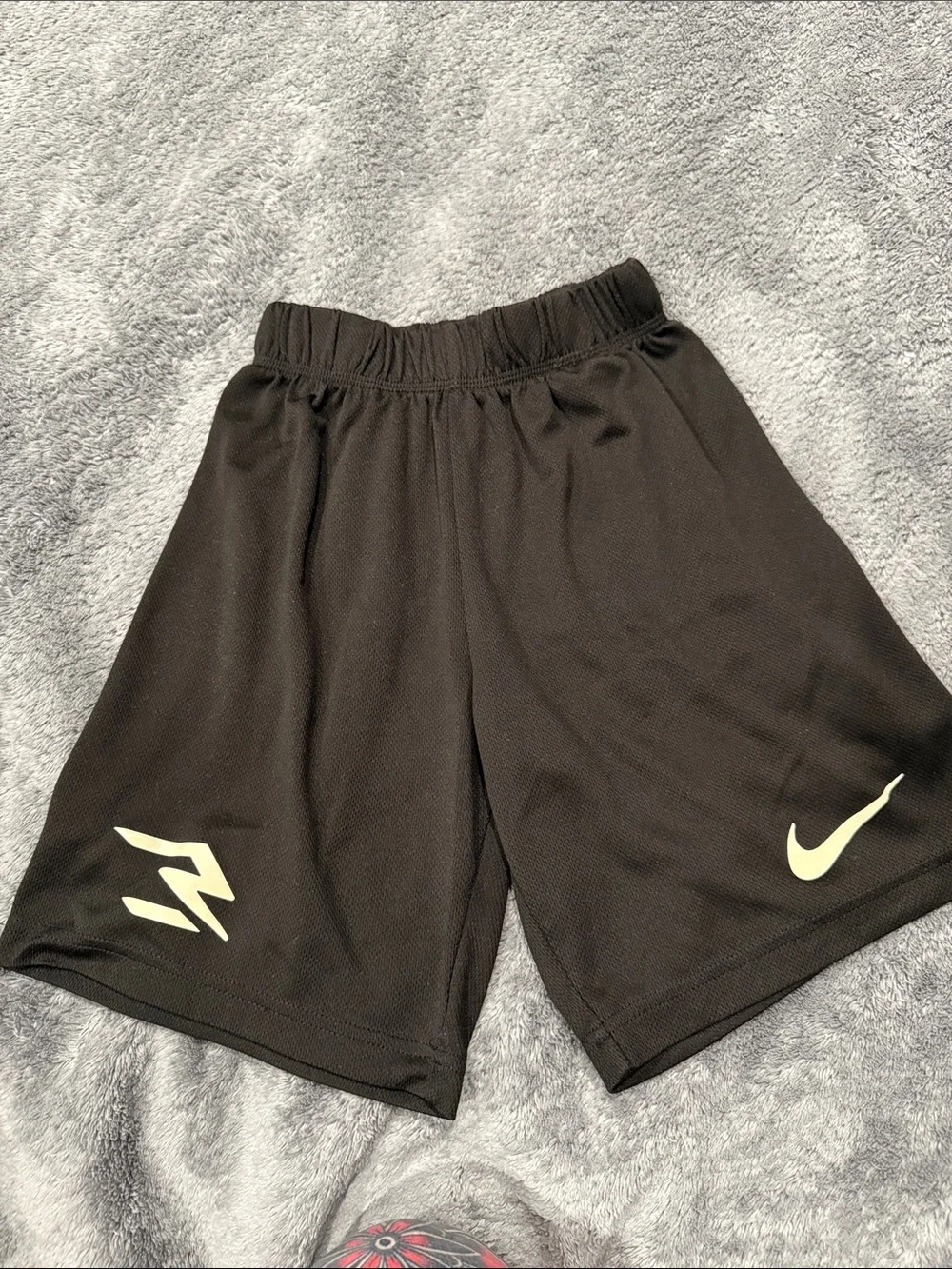 Nike Black Shorts with Neon Lime Swoosh